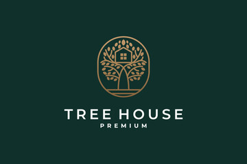 real estate and tree logo premium
