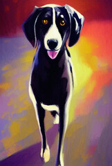 Digital watercolor drawing dog portrait, wall art fashion print