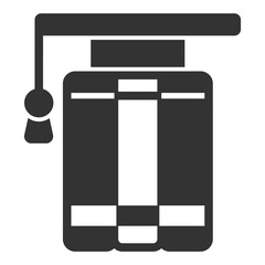 Academic cap on a stack of books - icon, illustration on white background, glyph style