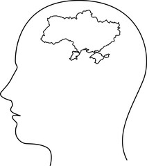head with a map of Ukraine
