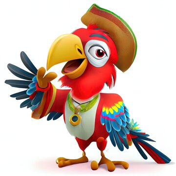parrot cartoon is pointing the way, 3d illustration