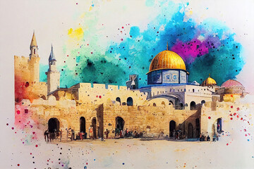 Fototapeta premium jerusalem israel bright abstract art