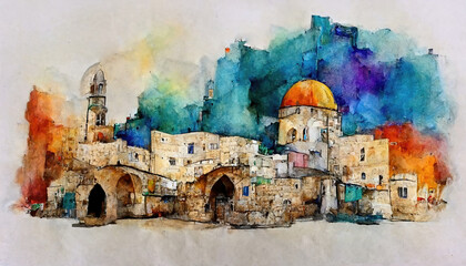 jerusalem israel bright abstract art