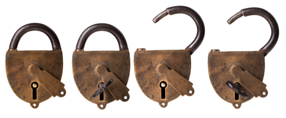 Old padlock on an isolated background.