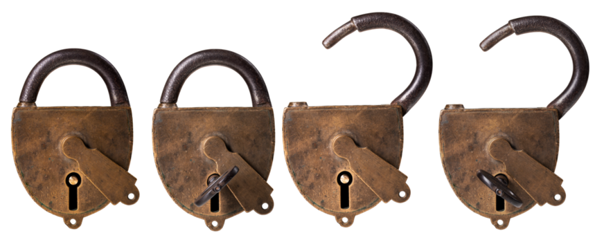 Old padlock on an isolated background.