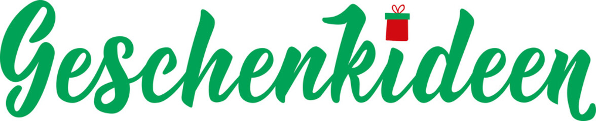 German text: Gift ideas. Lettering. element for flyers, banner and posters Modern calligraphy.