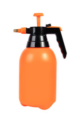 Pressure Hand garden sprayer for plants on a white background with orange pump, white background