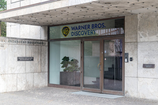 Copenhagen, Denmark - July 26, 2022: Warner Bros. Discovery in Copenhagen. WBD is American multinational mass media and entertainment conglomerate.