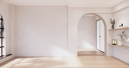 Muji style, Empty wooden room,Cleaning japandi room interior, 3D rendering © Interior Design