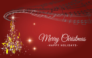 Winter music. Abstract treble clef decorated with snowflakes and notes, holly and music. conceptual illustration. vector piano bar