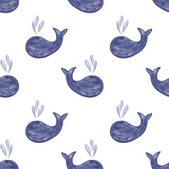 Illustration with whales. Pattern and background.