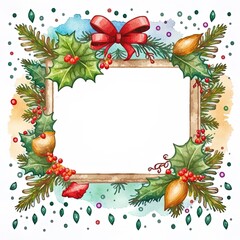 Christmas watercolor frame