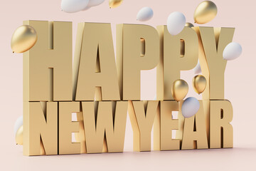 Happy new year 2023 in box wrapped with ribbon on pink background, idea and creative, Holiday gift surprise, 3d rendering