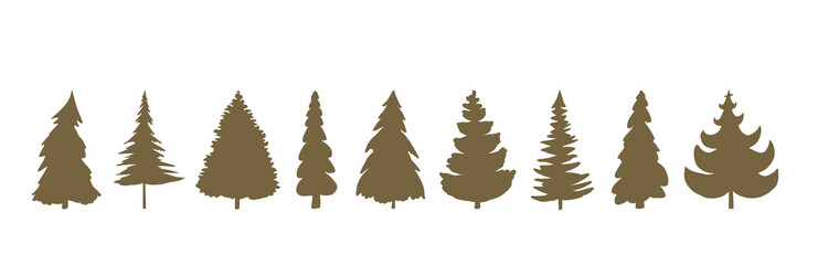 Obraz premium Brown fir trees isolated on white background .