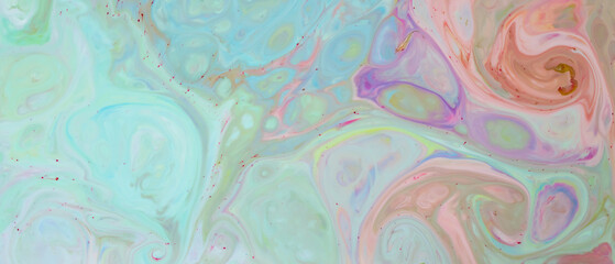 Abstract fluid art background with pastel muted colors. Multicolored liquid surface