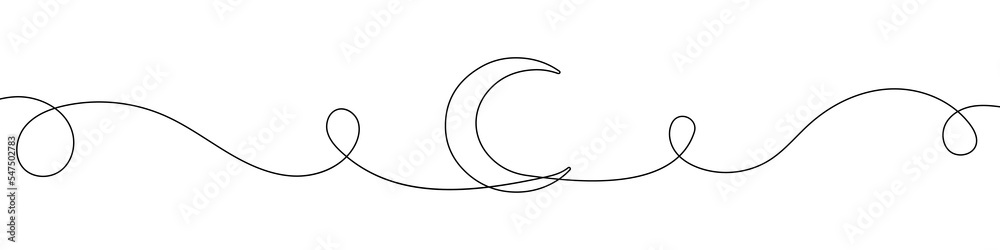 Wall mural moon in continuous line drawing style. line art moon icon. vector illustration. abstract background