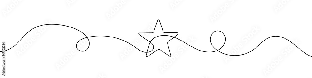 Canvas Prints star in continuous line drawing style. line art star icon. vector illustration. abstract background