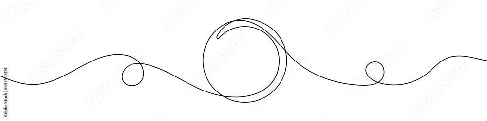 Wall mural round frame in continuous line drawing style. line art of round frame. vector illustration. abstract