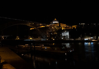 Fototapeta na wymiar Porto, Portugal: November 12 2022. Dom Luis I Bridge over the Douro River