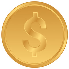gold dollar coin icon illustration,financial and business profit icon with transparent background