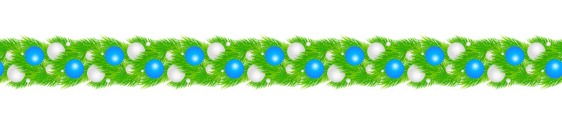 Niebieska girlanda świąteczna dekoracja Blue Christmas garland decoration - obrazy, fototapety, plakaty