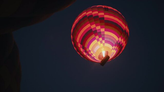 Hot air baloon at night Cappadocia