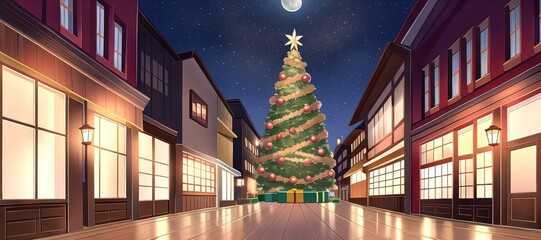 Art for anime series. Christmas. Holiday. AI generated art illustration.