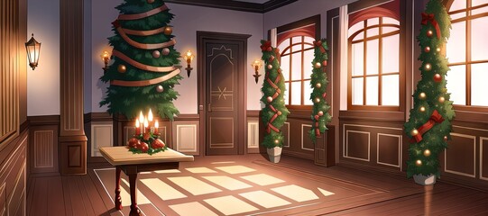 Art for anime series. Christmas. Holiday. AI generated art illustration.