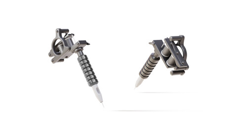 3d two black Realistic tattoo machine. Vector illustration.