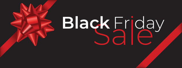 Black friday sale design template Text with decorative red bow. Vector illustration