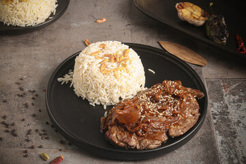 Dinner, fresh chicken breast and rice