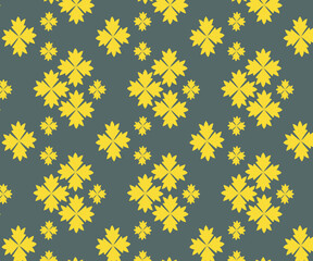 Floral vector repeat pattern with iron gray color background.