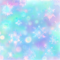 Christmas hologram background with pastel gradient and snowflakes design