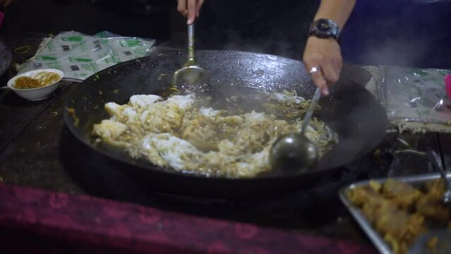 Noodles fried at a street maket in Langkawi., Malaysia