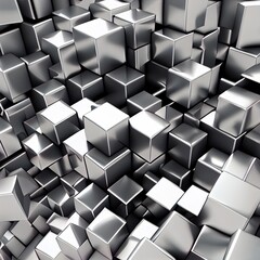 Abstract Silver Metal Cubes Background. 3d Render Illustration
