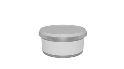 Transparent plastic bucket with white cap for food, products isolated on transparent background. 3D render