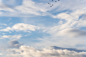 A beautiful blue autumn sky with white fluffy clouds makes for a fabulous overall view of the sky