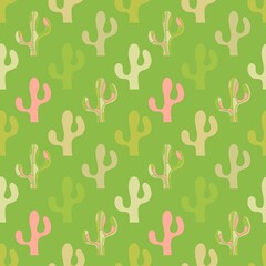 Summer floral seamless cartoon cactus pattern for wrapping paper and fabrics and linens and vacation accessories