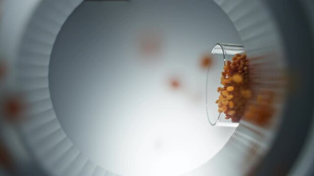 Slow motion close-up video of pouring lentil groats into a bowl. Groats are ready for cooking in the kitchen in a saucepan. High quality 4k footage