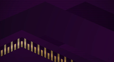 Obraz premium Abstract Dark Purple Background with Gold Line Arrow Direction Geometric Triangle Design Modern Futuristic