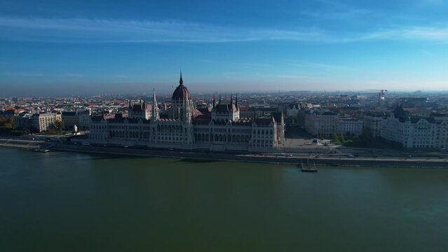 Aerial view around the city Budapest in Hungary on a sunny day in autumn.