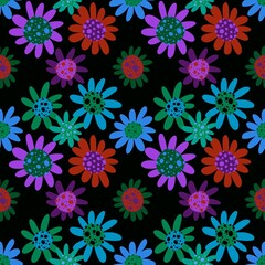 Floral seamless flower pattern for wrapping and linens and fabrics and clothes print and kids and kitchen textiles