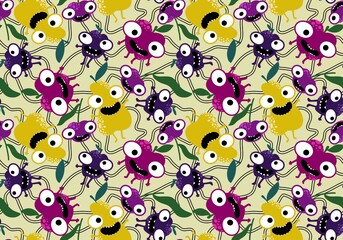 Cartoon fruit harvest seamless apples and pears and plums pattern for wrapping paper and fabrics and linens