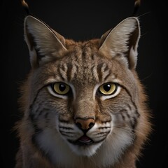 Fototapeta premium Perfekter Luchs isoliert auf schwarzem Hintergrund
