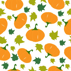 Autumn colored Pumkin and leaves pattern