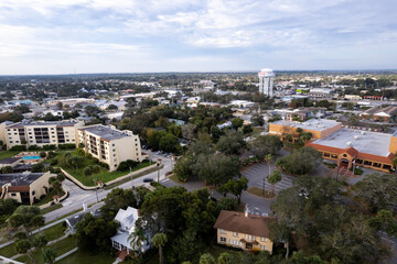 Fototapeta na wymiar Historic Cocoa Village Florida Aerial Drone View