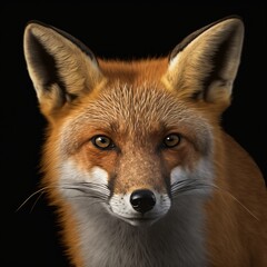 Obraz premium Perfekter Fuchs isoliert auf schwarzem Hintergrund