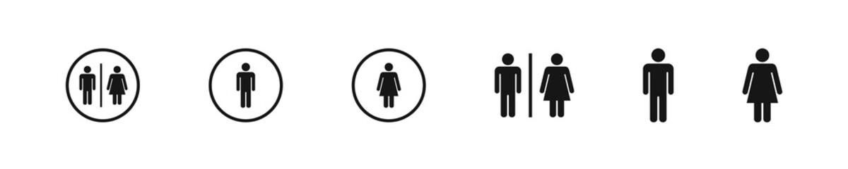WC icon. Toilet for man and woman symbol. Unisex bathroom icons. Gender bathroom sign. Vector sign.