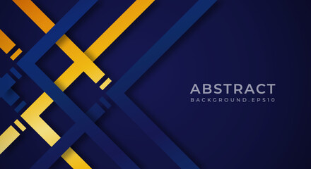 Abstract Dark Blue 3D Background with Gold Lines Paper Cut Style Textured. Usable for Decorative web layout, Poster, Banner, Corporate Brochure and Seminar Template Design