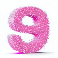 Pink sugar sprinkle number Isolated on white background 3D Rendering